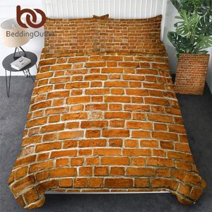 Bedding Sets Beddingoutlett Partlet Set Brick Duvet Capa King Size Tizes Vintage Têxteis Têxteis Brown Branco Drop Drop Ship 3pcs