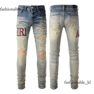 Amirie Amirir Man Jeans Jean Jean Jean Jeans Brand Skinny Slim Fit Fit Hove Hole Buants Pants Skinny Pant Designer Stack Mens Trend Prouters 859