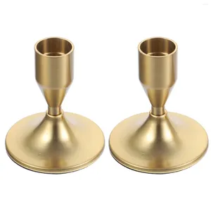 Candle Holders 2 Pcs Christmas Holder Ornament Delicate Base Gold Decorations Simple Candlestick Single-head Iron