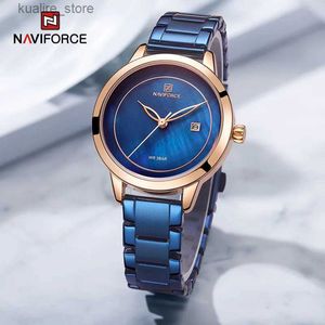 الساعات النسائية NAVIFORCE WOMENS LISTES LISTES QUARTZ التقويم الفولاذ المقاوم للصدأ حزام ES الفستان 2022 RELOGIO FEMININO L240402