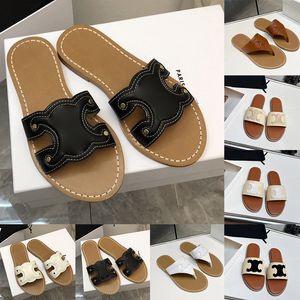 Sandals Designer Slifori Muli in pelle di lusso Flip Flops nero marrone basso tacchi a basso contenuto di donne Slides Ladies Elegante scarpe da spiaggia estiva Ceelina