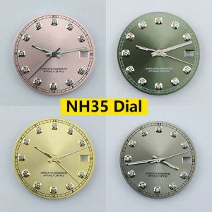 Kits NH35 dial Diamond dial Watch dial S dial green Luminous dial Suitable for NH35 NH36 movement watch accessories