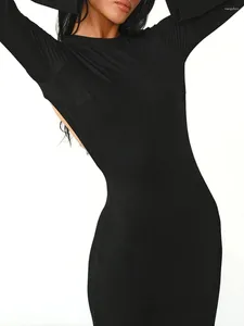 Sukienki swobodne Scriardv Długie sukienka wieczorowa Solidna kolorowa rękaw otwarty kopia zaplecza imprezę Y2K Sexy Bodycon