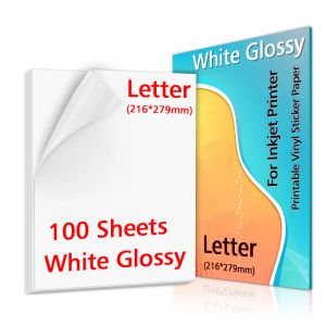 Papper Labelwell 100 Sheets White Printable Vinyl Sticker Paper 216mm*279mm vattentät glansigt kopieringspapper DIY -etiketter för bläckstråleskrivare