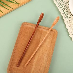 Spoons 1Pc Solid Wood Japanese Long Handled Wooden Spoon For Children S Mini Honey Stirring