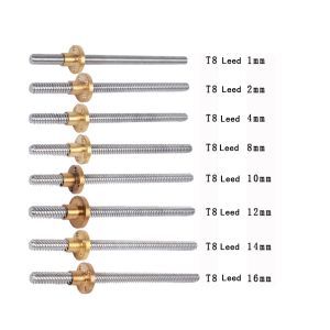 Pens Cnc 3d Printer T8 Lead Screw Thsl3008d Trapezoidal Rod T8 Cnc Thread 8mm Lead 1mm Length1001000mm with Brass Nut