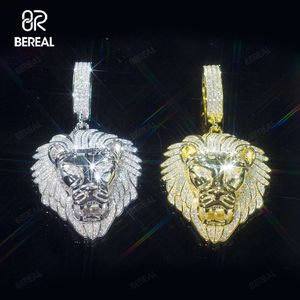 Anpassad 3D Crown Lion Head VVS Moissanite Diamond Pendant Iced Out 925 Silver 18K Plated Gold Pendant Necklace Chain For Man