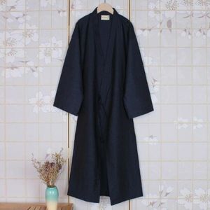 Ev Giyim Moda Japon Tarzı Kimono Robe Düz Renkli Dantel Yukarı Uzun Boynalı Pijama Kemeri Pamuk Pijama Cobles Erkekler