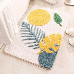 Bath Mats Inyahome Leaves Microfiber Polyester Mat Non-Slip Shower Accent Rug For Master Guest And Kids' Bathroom Entryway Home Decor