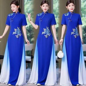 Lässige Kleider 2024 Landebahn Cheongsam High-End-Bühnenkleid junger chinesischer Stil Verbesserter Sommer im chinesischen Stil