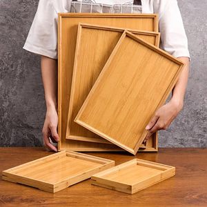 TEA TRAYS 1 PIECE användbar bambu Rektangulär förvaring för att servera mat el efterrätt middag bordsvaror serverande bricka hem kök verktyg