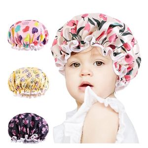 2024 Baby Silky Satin Bonnet Sleep Cap Children Girl Night Turban Children Solid Headwear Cute Headwrap Hat Fashion Hair Wear1. for Baby