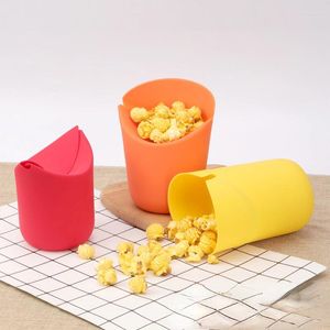 Skålar frukt mikrovågsugn tillbehör hink maker popcorn magasin fällbar kök silikon låda