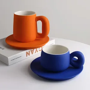 Mugs Handmade Ceramic Coffee Cup And Saucer With For Home Office Birthday Gift Unique Christmas