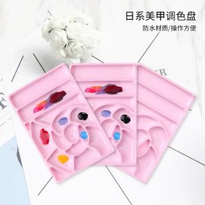 Nytt japansk nagellacklim färg blandningsplatta plast nagelvårdsverktyg fototerapi lim vatten färg halo färgning platta nagel s