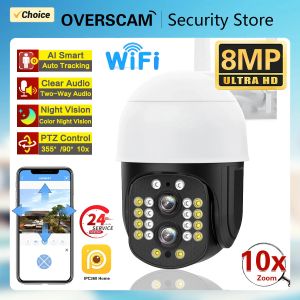 CAMERA 4K 4K 8MP CAMERA IP binoculare 2K 4MP Camera PTZ WiFi PTZ 2.812 mm Dual Lens 10x Zoom Security CCTV CAM Motion Rilevamento di rilevamento