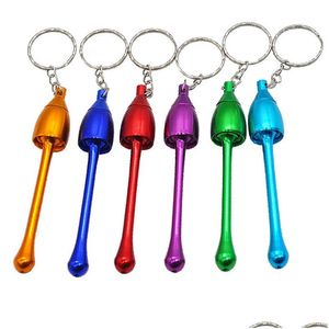 Smoking Pipes Mini Metal Pipe Keychain Glass Water Aluminum Mushroom Tobacco Accessories Drop Delivery Home Garden Household Sundries Dhut7