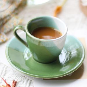 Koppar Saucers kaffemugg set med tefat vintage cup keramikkontor te och sätter hushåll cadeau mariage copo