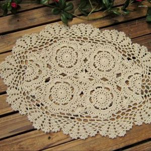 Table Mats Vintage Crocheted Doilies Oval Mat Shabby Chic Crochet Placemet Handmade Wedding Event Decor 30x45cm