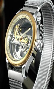 メンズウォッチ透明なデザインゴールドブリッジオートマチックメカニカル有名なトップブランドの男性時計飛行ツアービヨンwristwatc9377792