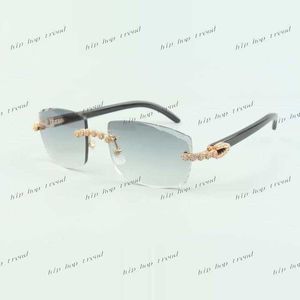 Bouquet Diamond Buffs Sunglasses 3524015 com óculos de búfalo preto natural e lente cortada 3,0 espessura