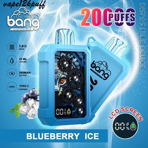 Bang king Puff20k E Cigarette Set 20000K Puffs Disposable Vape Pen Mesh Coil LCD Display Rechargeable 500mAh Battery Vapers 0% 2% 3% 5% 12 Flavors DUAL MESH