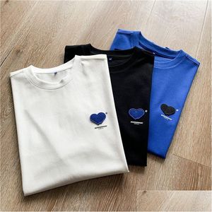 Men'S T-Shirts Mens Summer Heart-Shaped Embroidery Tees Men Women T-Shirt Drop Delivery Apparel Clothing Polos Dh4Q5