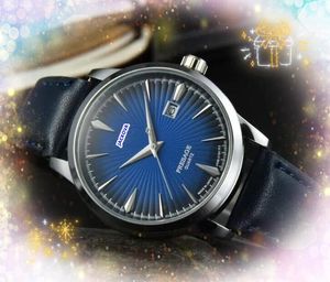 Para kwarcowa moda mężczyzn ogląda 40 mm Auto Data Trzy szpilki proste wybieranie design skórzany pasek zegar importowany bransoletka kryształowa lusterka elegancka elegancka