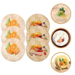 Table Mats 6 Pcs Placemats Creative Bamboo Pot For Dining Decor Fruit Rustic Style Home