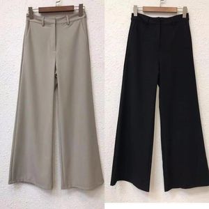 Calça feminina 2 cores Mulheres na cintura alta perna larga 2024 verão damas zíper casual simples All-Match Straight