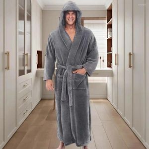 Hemkläder plysch badrock lyxiga herr huva med justerbart bälte ultravi mjukt absorberande snygg fickdesign för avkoppling