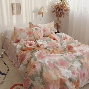 Bettwäsche Sets Korean warm warm Blumendruck Baumwoll Bettdecke Abdeckungsabdeckungsbett Quilt Kissen Hülle Kingsize