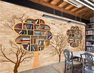 Обои Wdbh Custom Mural 3D PO обои на стенах Ностальгический книжный магазин телевизионный фон стены фрески для гостиной