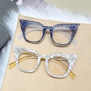 Sonnenbrille 2024 Cat Eye Anti-Blau-Lichtbrillen Frauen Mode transparent Computer optischer Rahmen Retro Myopia Brille Brille