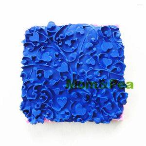 Bakformar mompea 0858 hjärta blommorformad silikon mögel kakan dekoration fondant 3D matklass
