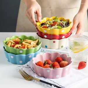 Bowls Ins Style Ceramic Bowl Pasta Salad Fruit Soup Dessert Snack Foods Mixing Kitchen Home Baking Tray Baked Rice Bread Plate