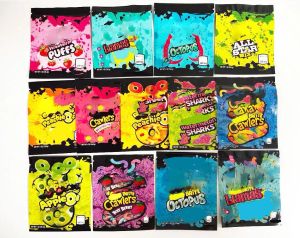 wholesale Edible 500mg Gummi Sharks Packaging Bag 600mg Sour Terp Crawlers Smell Proof Warheads Edibles Empty Candy Mylar Bags Sgsg