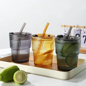 Wine Glasses 400ml Transparent With Lid And Straw Juice Glass Milk Water Cup Drinkware