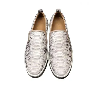 Casual Shoes Men Snakakeskin Business Driving Python Leahter White