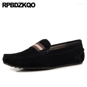 Lässige Schuhe Slipper großer Größen Cowhide Real Leder Mode Wildleder auf hochwertigen echten Luxus britischen Stil Nubuck Männer Frühling