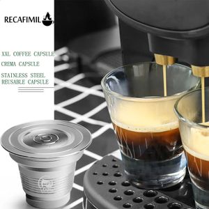 Cápsula de café xxl reutilizável reutilizável para a máquina de mecanismo de aço inoxidável recarregável filtro de café Crema 240326