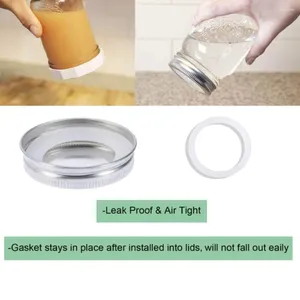 Lagerflaschen 10pcs luftdicht zu Hause Glas Mason Jar Deckel mit Weitmund -Leckdosen wiederverwendbares tragbare Ersatzteile Silikondichtungsringe
