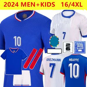 2024 유로 컵 프랑스 홈 저지 MBAPPE 축구 유니폼 DEMBELE COMAN SALIBA KANTE MAILLOT DE FOOT EQUIPE MAILLOTS GRIEZMANN 어린이 키트 남자 팬 풋볼 셔츠