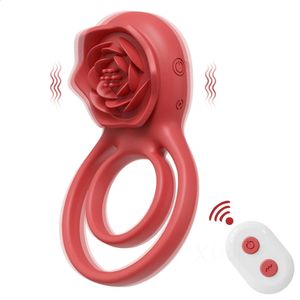 Wireless Cock Ring Sex Toy for Men Couples Silicone Cockring Penis Vibrator Rings Male Vibrating Adults Goods 240326
