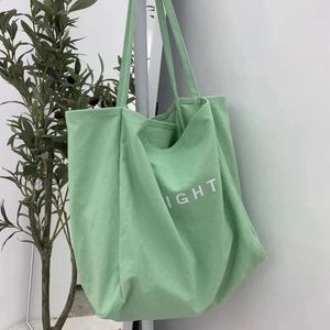 Large Canvas Handbag Women Candy Color Letter Shopping Tote Simple Lady Shoulder Bag Big Capacity Handle Reusable Bolsa 240323