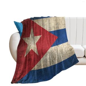 Decken Wolldecke alt und abgenutzte Vintage -Flagge aus kubadierbarem Resist -Pilling -Bett Neuheit