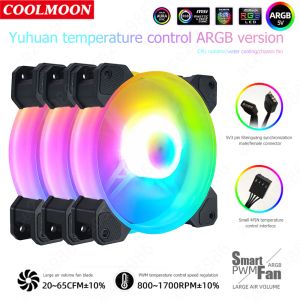 Cases Coolmoon 12cm 12v 4pin Pwm Pc Case Cooler Fan for Computer Chassis 5v 3pin Argb Lighting Radiator Cooling Heatsink