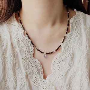 Подвески Lii ji Natural Obsidian 3 -миллиметровый австрийский Cyrstal Choker 14k Золотой, наполненное ручной работы, 45 4 см.