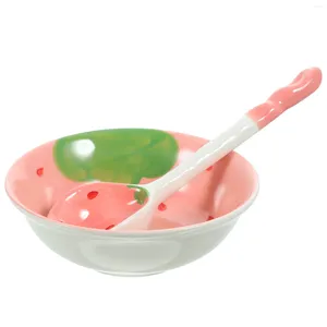 Bowls Containers Ceramic Ramen Bowl Kitchen Supplies Cute Spoon Porcelain Child Rice Dessert