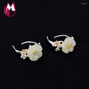 Orecchini per borchie Mosaic White Girls Girls Orenatura Blossom Earring Real 925 Sterling Silver Women Simple Jewelry 2024 Dichiarazione E19